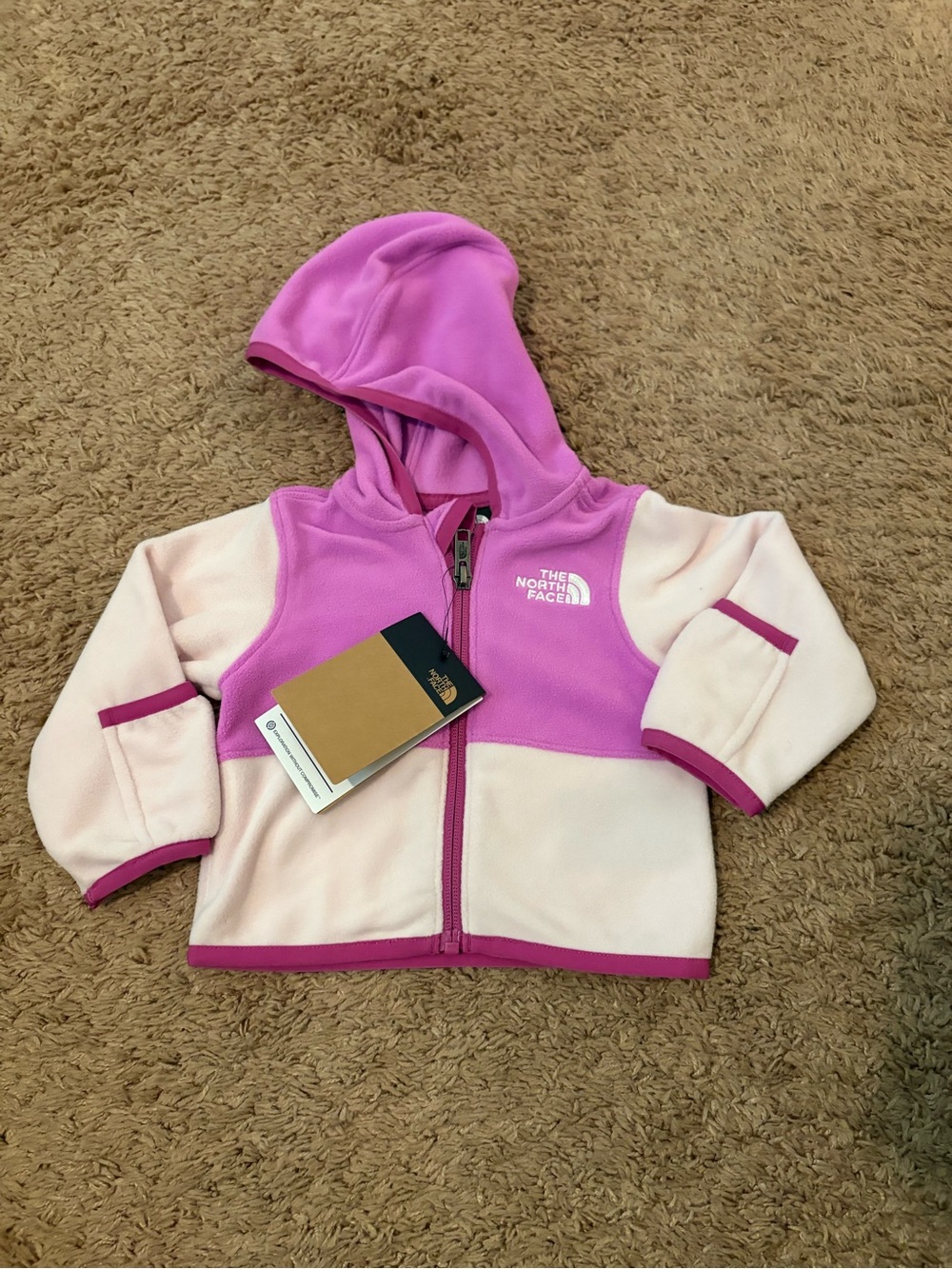 The North Face Girls' Two-Tone Pink Hooded Fleece Jacket